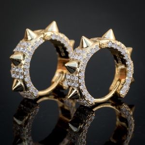 Men’s 14k Gold Spiked Hoop Earrings